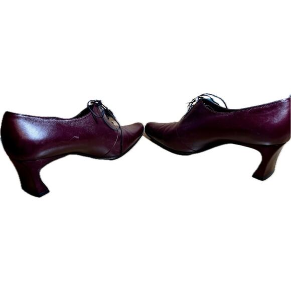 Vintage YSL Rive Gauche Burgundy Leather Oxford Heels Size EU/IT 39 / US 8.5 - Picture 5 of 7